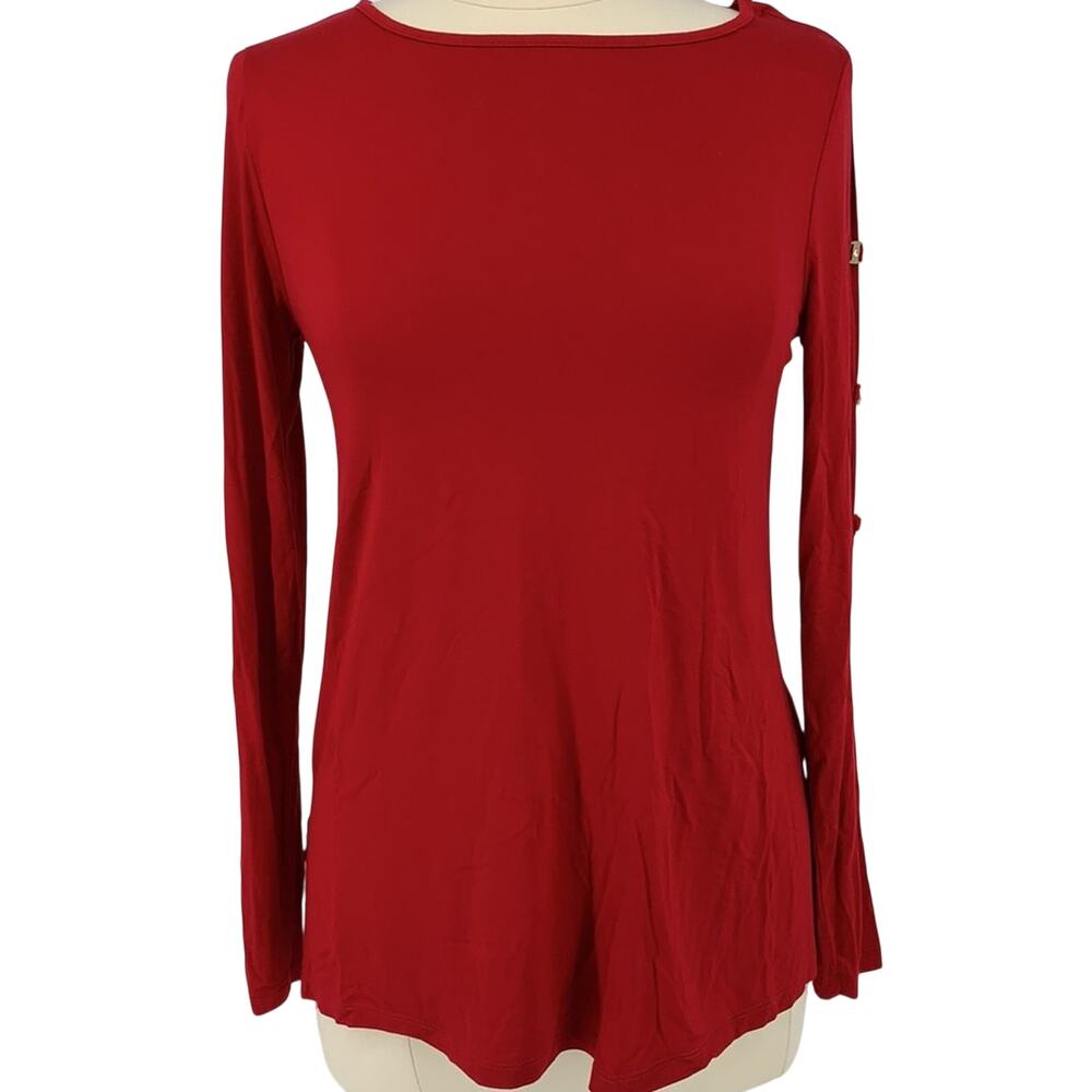 Cable & Gauge Solid Red Long Sleeve Top Size M